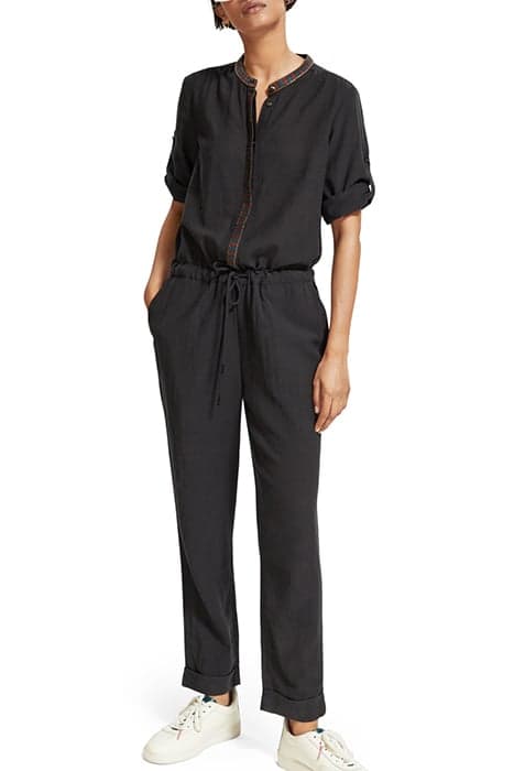 JUMPSUIT WITH ARROW HEAD TRIM EVENING BLACK by Scotch & Soda