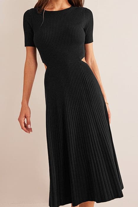 CUT OUT KNITTED MIDI DRESS BLACK by Boden