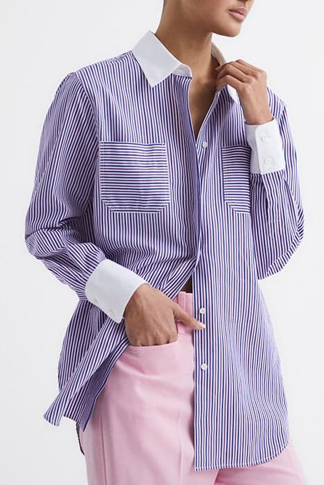 GRACE-CONTRAST COLLAR COT PURPLE/WHITE by Reiss