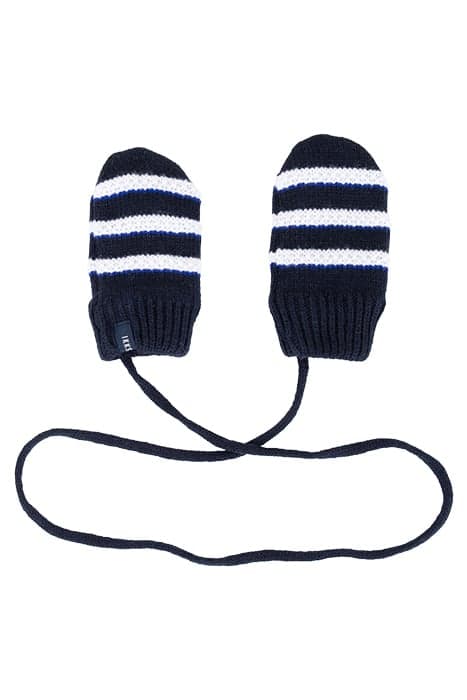 BABY BOYS’ DARK NAVY STRIPED KNIT MITTENS NAVY by IKKS