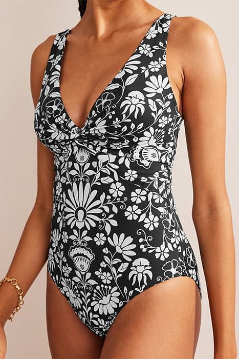 TWIST CLASSIC SWIMSUIT NERO, GARDENIA SPRIG by Boden