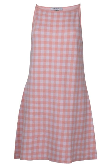 ELENA A LINE MINI KNIT DRESS PINK CHECK by Forever New