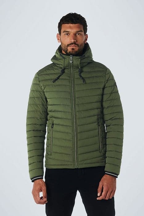 JACKET HOODED SHORT FIT PADDED DARK GREEN by No Excess