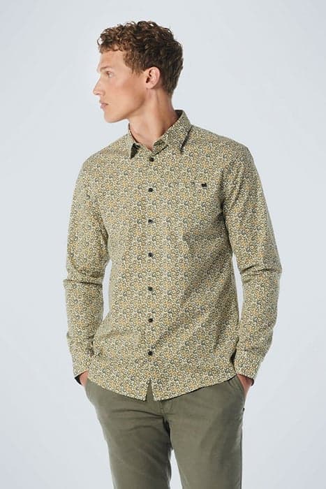 SHIRT STRETCH ALLOVER PRINTED OLIVE by No Excess