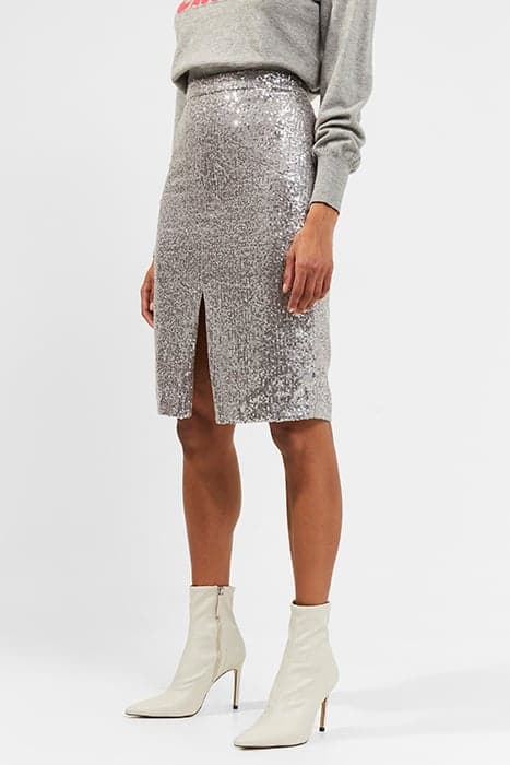 ESHKA SEQUIN SKIRT SILVER/ MOON ROCK by French Connection