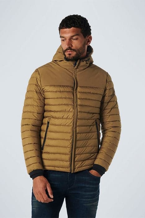 JACKET HOODED SHORT FIT PADDED MIX LIGHT MOSS by No Excess