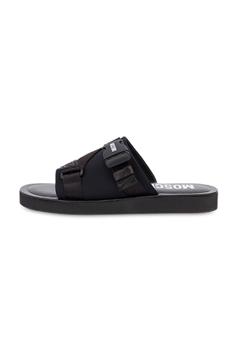 LOGO TAPE NEOPRENE SANDALS BLACK by Moschino