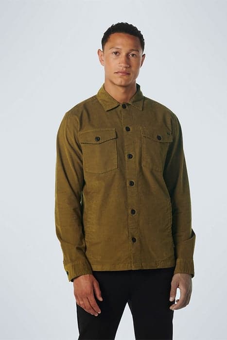 OVERSHIRT BUTTON CLOSURE STRUCTURE CORDUROY STRETCH MOSS by No Excess