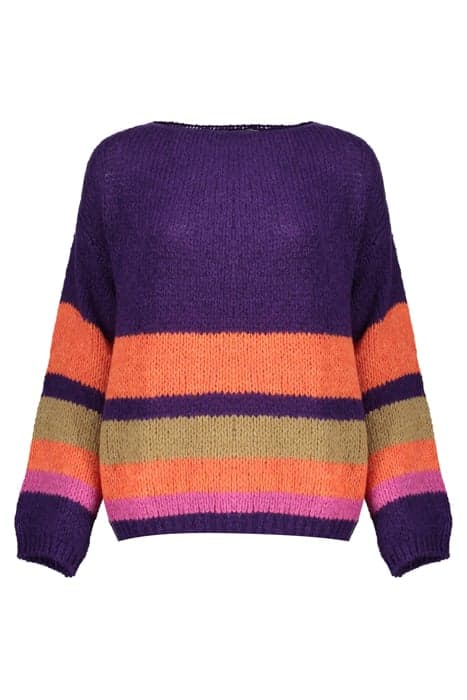 PULLOVER STRIPES PURPLE/HOT CORAL/CAMEL by Geisha