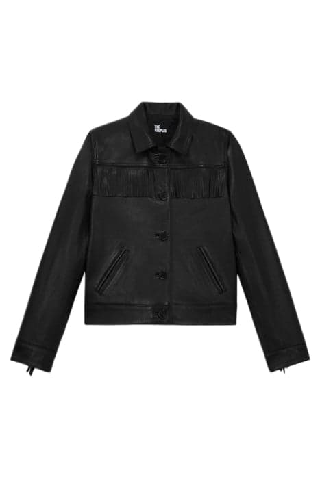 FRINGED LEATHER JACKET BLACK by The Kooples