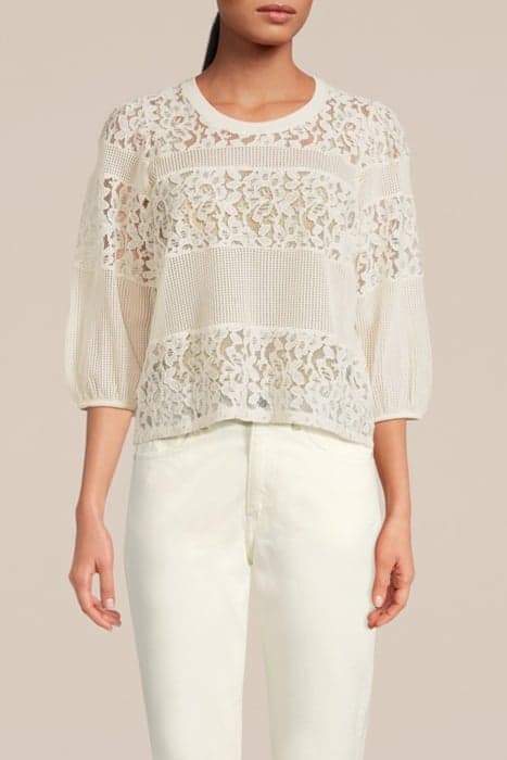 LOOSE FIT TOP LACE MIX TOP IVORY by Summum Woman