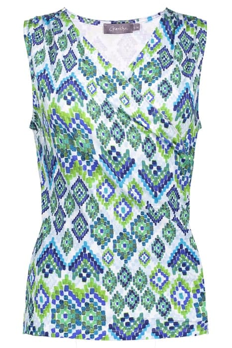 TOP SLEEVELESS CROSS OVER AOP PR.01-24-1 NAVY/GREEN by Geisha