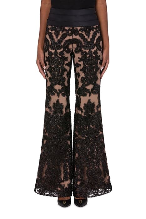 EMBROIDERED LACE TROUSERS BLACK by Moschino