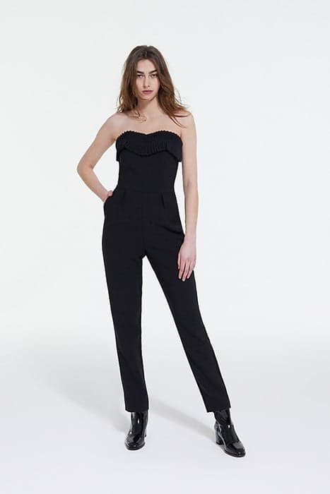 BUSTIER JUMPSUIT WITH PLEATED DETAIL BLACK by The Kooples