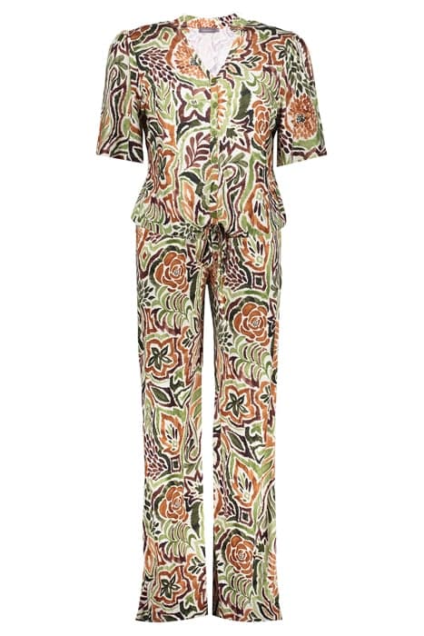 JUMPSUIT STRAIGHT LEG AOP PR.04-24-1 OLIVE/CARAMEL by Geisha