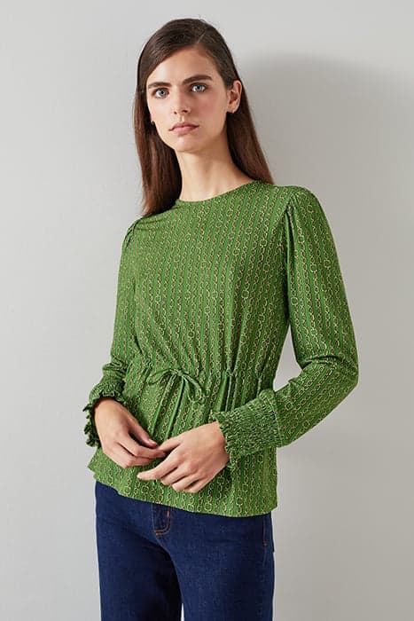 TJ ELLIE JERSEY PRINT TOP GREEN by LK Bennett