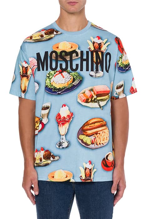 FOOD PRINT JERSEY T-SHIRT BLUE by Moschino