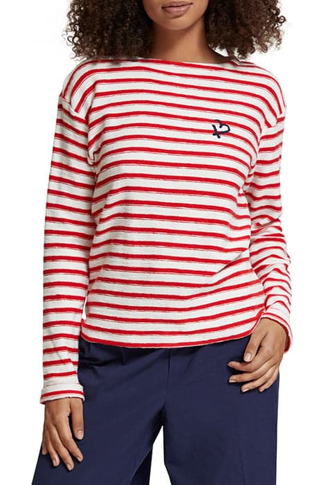 BOXY FIT BRETON STRIPE LS T-SHIRT LIPSTICK RED by Scotch & Soda