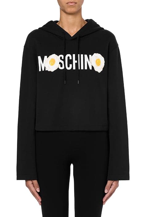 EGGS LOGO ORGANIC COTTON SWEATSHIRT BLACK by Moschino