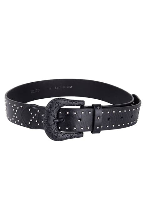 BLACK STUDDED LEATHER BELT WITH COWBOY BUCKLE by IKKS