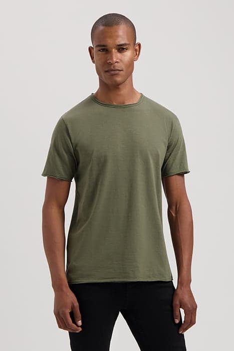 BASIC ROUND NECK TEE SLUB JERSEY OLIVE NIGHT OLIVE NIGHT by Dstrezzed