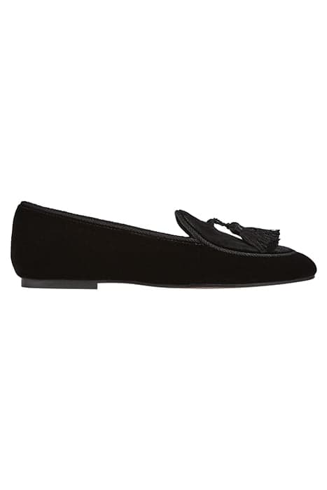 LIBERTY VELVET TRIM FLAT BLACK by LK Bennett