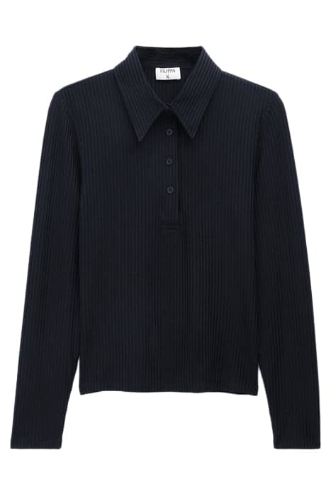 SHINY RIB BUTTON POLO BLACK by Filippa K