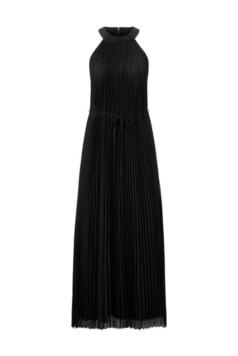 PLEATED NECKHOLDER DRESS BLACK by Ivy Oak