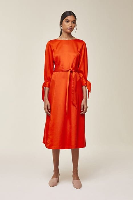 OCCASION DRESS MIDI MANDARIN RED by Ivy Oak