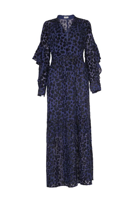 DRESS DANA VELVET LEO JACQUARD BLUE by Lala Berlin