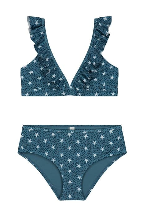 GIRLS STARDUST RUFFLE TRIANGLE BIKINI PATAGONIA BLUE by Shiwi