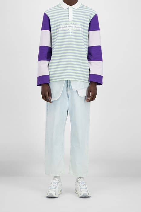 GREEN PURPLE STRIPED HAPOLO LONGSLEEVE by Daily Paper