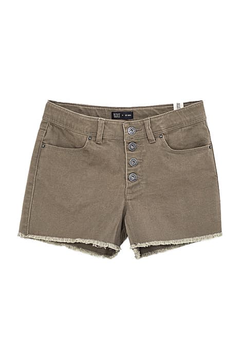 GIRLS' KHAKI BUTTONED HIGH-WAIST DENIM SHORTS by IKKS