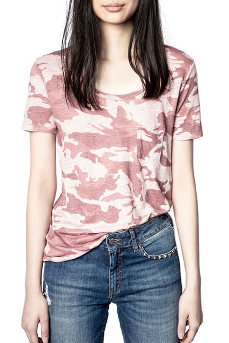 AWA AO CAMOU LINEN/NYLON T-SHIRT ORCHID by ZADIG&VOLTAIRE