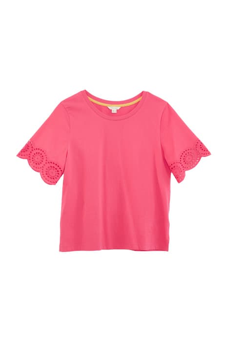 BELLE BRODERIE CUFF TEE DEEP PINK by White Stuff