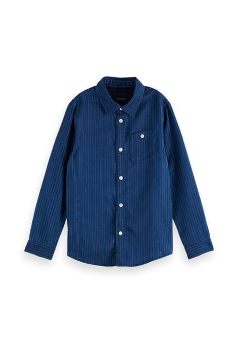 AMS BLAUW 1 POCKET STRIPED SHIRT IN RESPONSIBLE LYOCELL INDI by Scotch & Soda