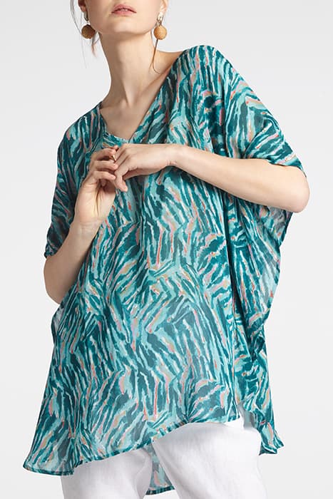 KAFTAN BLOUSE BLUE TURQUOISE by Sandwich