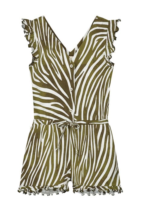 GIRLS ANTIQUA JUMPSUIT ZANZIBAR ZEBRA PALMTREE GREEN by Shiwi