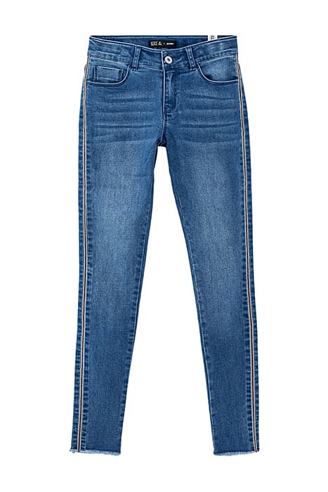 GIRLS' STONE BLUE SKINNY JEANS WITH SIDE BANDS by IKKS