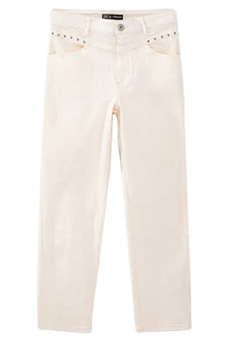 GIRLS’ ECRU STUDDED HIGH-WAIST MOM JEANS by IKKS