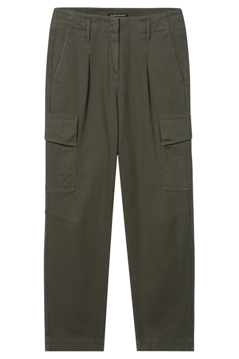 CARGO TROUSERS PLEATED FRONT DARK OLIVE by Luisa Cerano