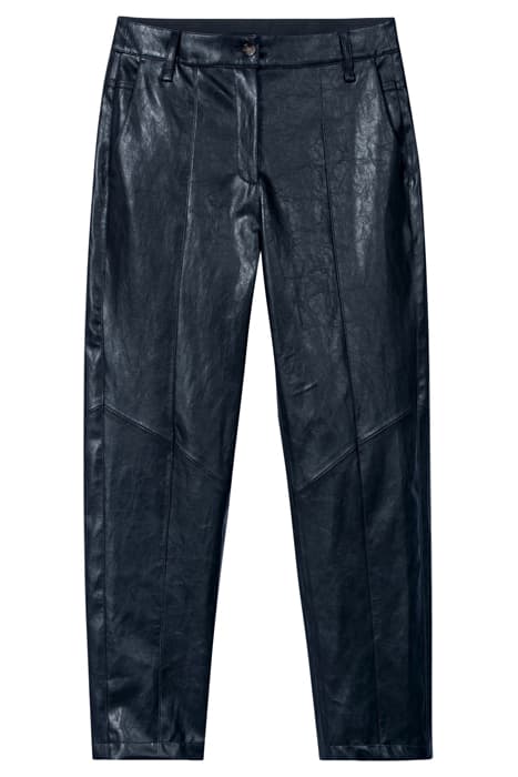 TAPERED FAKE LEATHER TROUSERS DARK MINERAL BLUE by Luisa Cerano