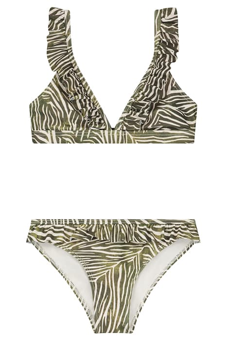 GIRLS BELLA BIKINI SET ZANZIBAR ZEBRA PALMTREE GREEN by Shiwi