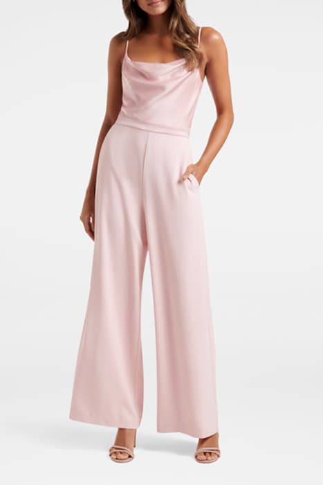 EBONY SATIN COWL NECK JUMPSUIT STRAWBERRY MILK by Forever New