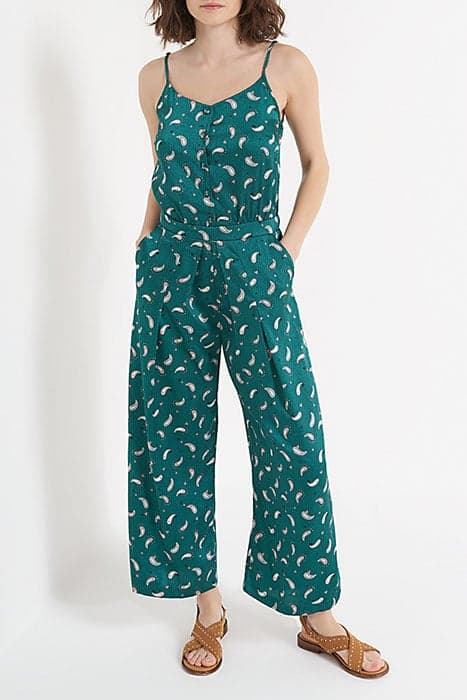 SEA GREEN PAISLEY HEART PRINT JUMPSUIT CASHMERE HEART by ICODE