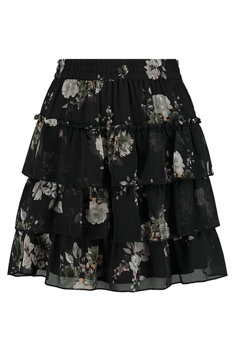 LIVELY FLOWER RUFFLE SKIRT BLACK by NIKKIE