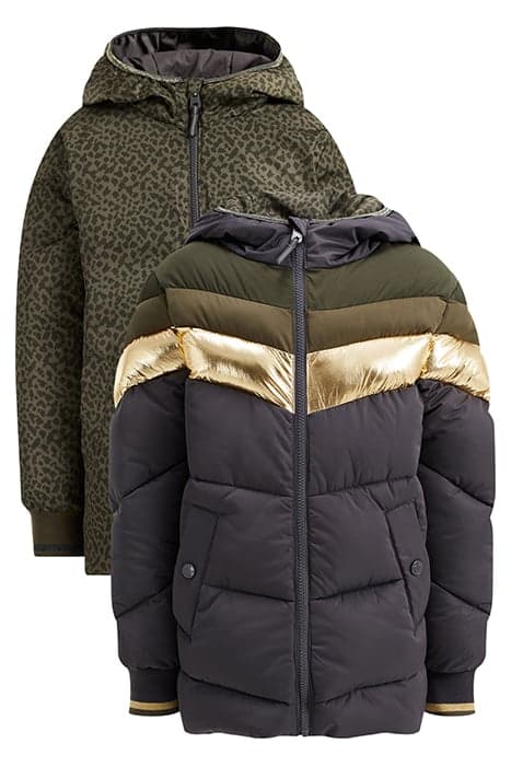 GIRLS REVERSIBLE JACKET WITH COLORBLOCK KHAKI by WE Fashion