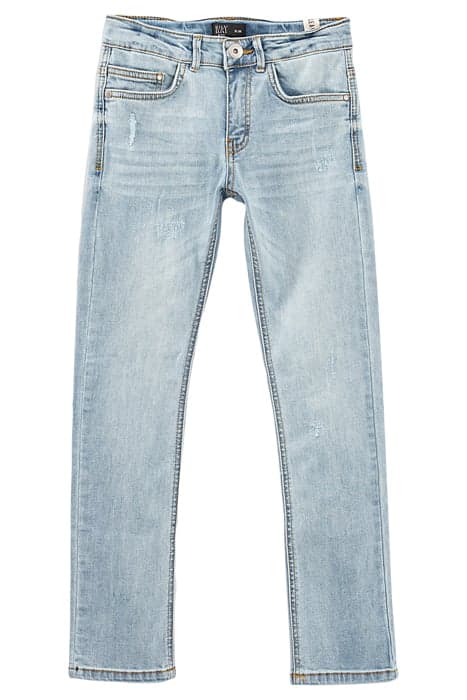 BOYS' LIGHT BLUE ORGANIC SLIM JEANS + PLACED DISTRESSING by IKKS