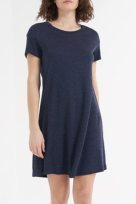 NAVY GLITTERY STRIPE KNIT DRESS by ICODE