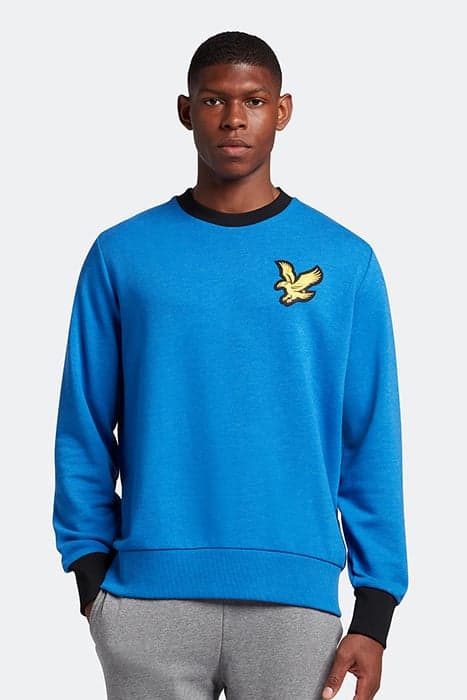 BLOCK MARL SWEATSHIRT BRIGHT BLUE MARL/JET BLACK by Lyle & Scott